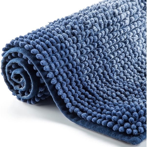 Blue Bathroom Rugs,Bath Mat for Bathroom,20"x 32" Natural/Diamond 2